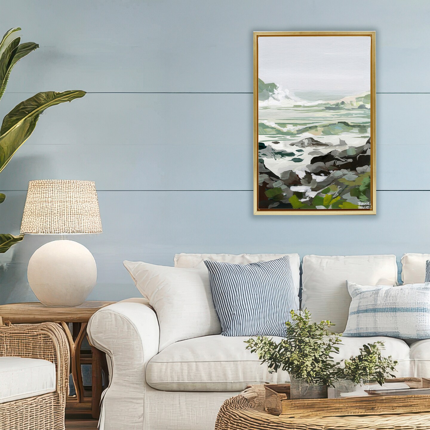 Stupell Industries Coastal Waves & Rocks Impression Floating Frame, design by Brook Page