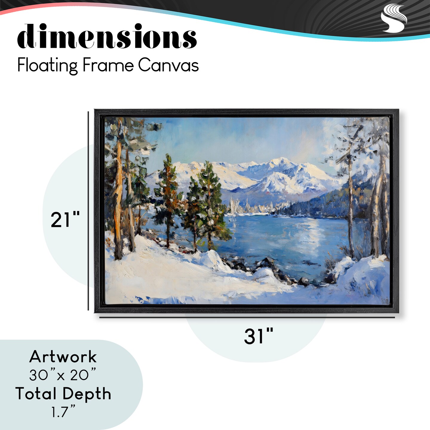 Stupell Industries Winter Mountain Lake Floating Frame, design by Petal Prints Design