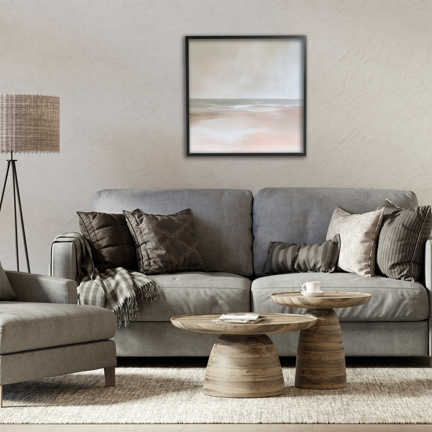 Stupell Industries Muted Landscape Soft Coast Framed Giclee, design by Petal Prints Design