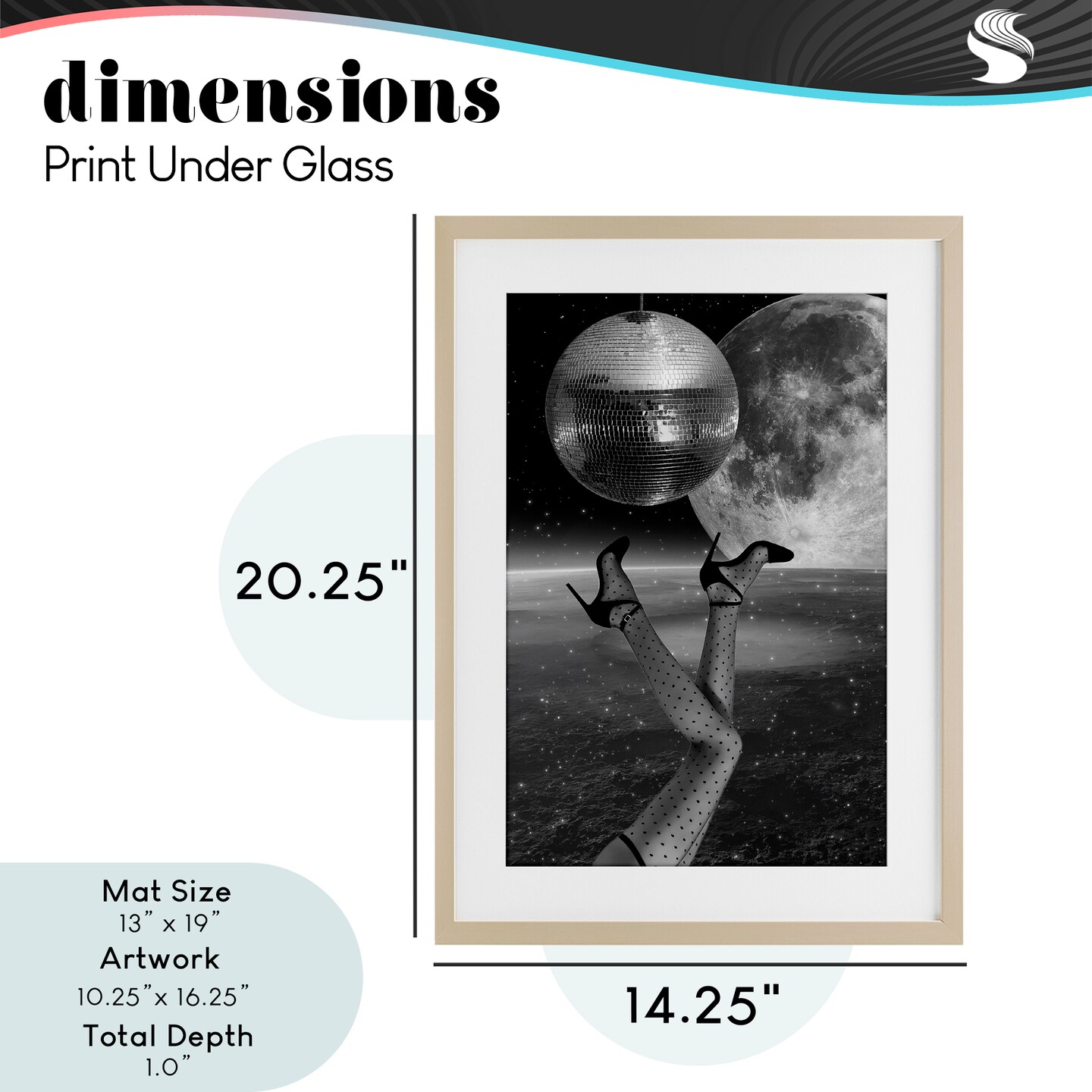 Stupell Industries Hangin' Over Disco & Planet Framed Print Under Glass, design by Elo Marc