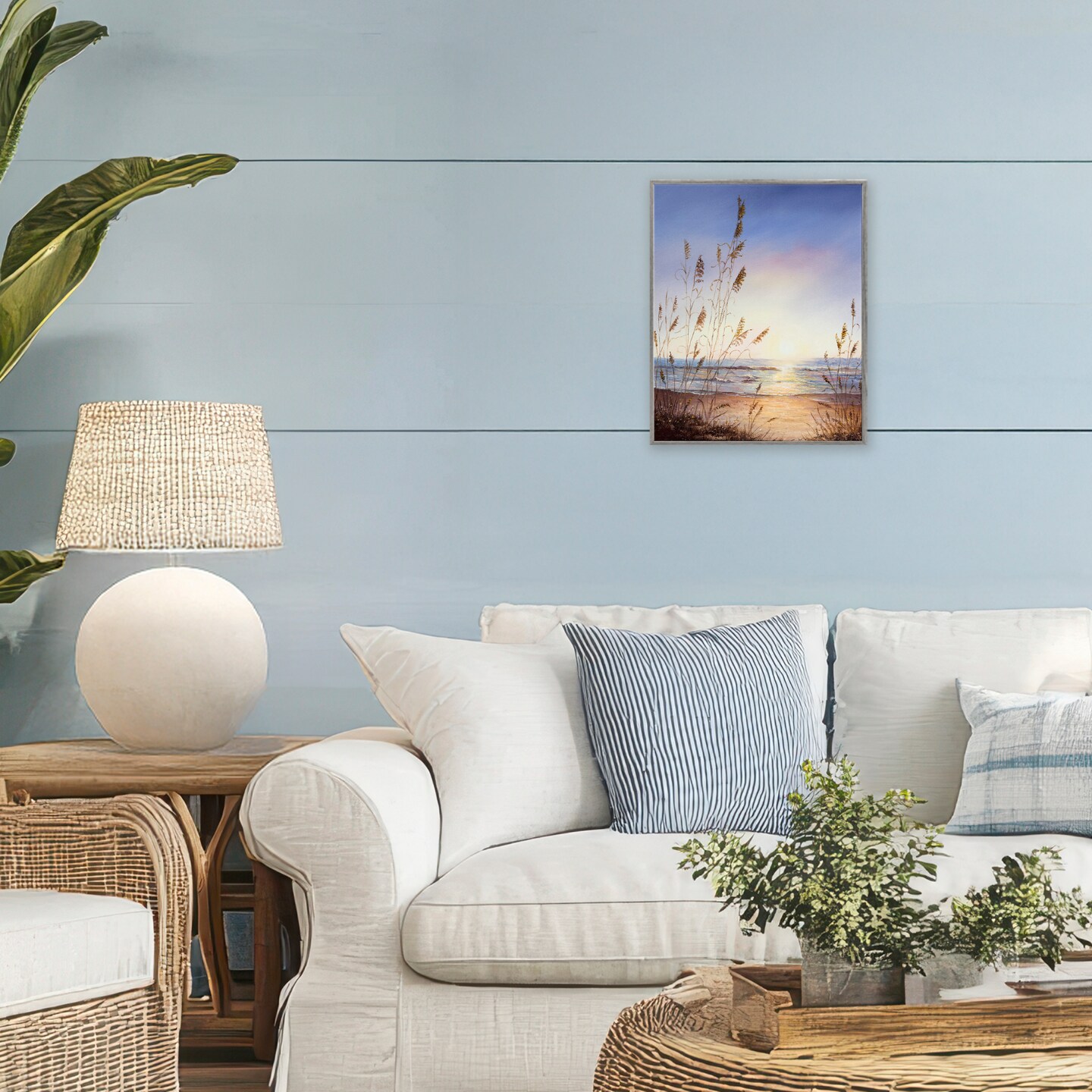 Stupell Industries Seascape with Sunlit Grasses Framed Giclee, design by Michelle Faber