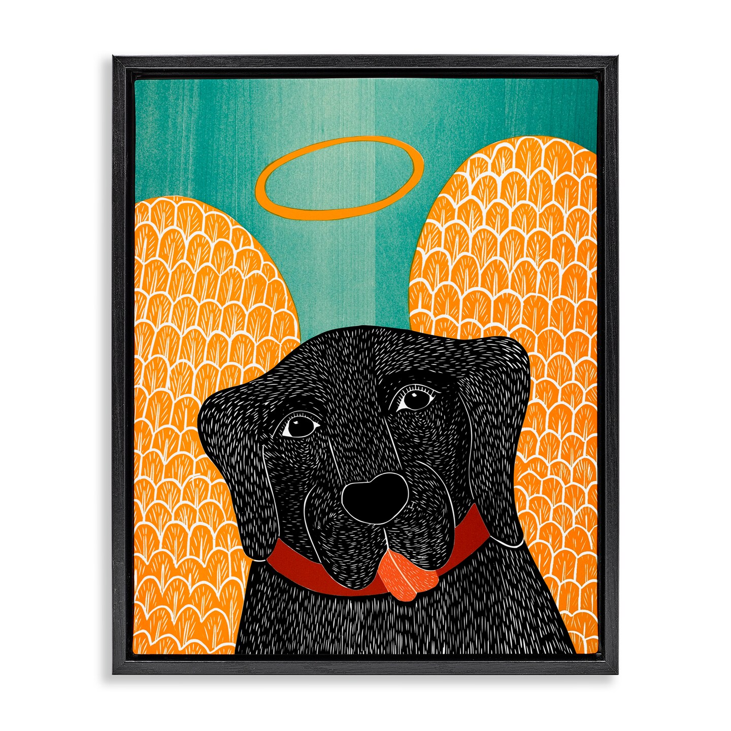 Stupell Industries Dog Angel with Yellow Wings Floating Frame, design by Stephen Huneck