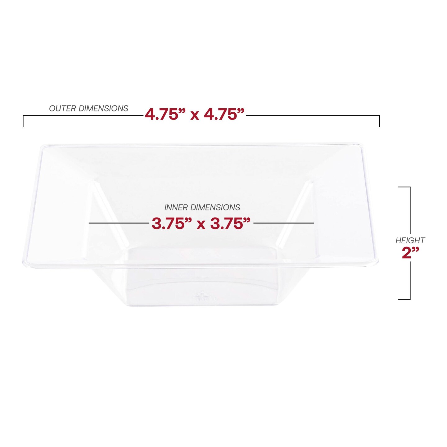 Clear Square Plastic Dessert Bowls - 5 oz. (120 Bowls)