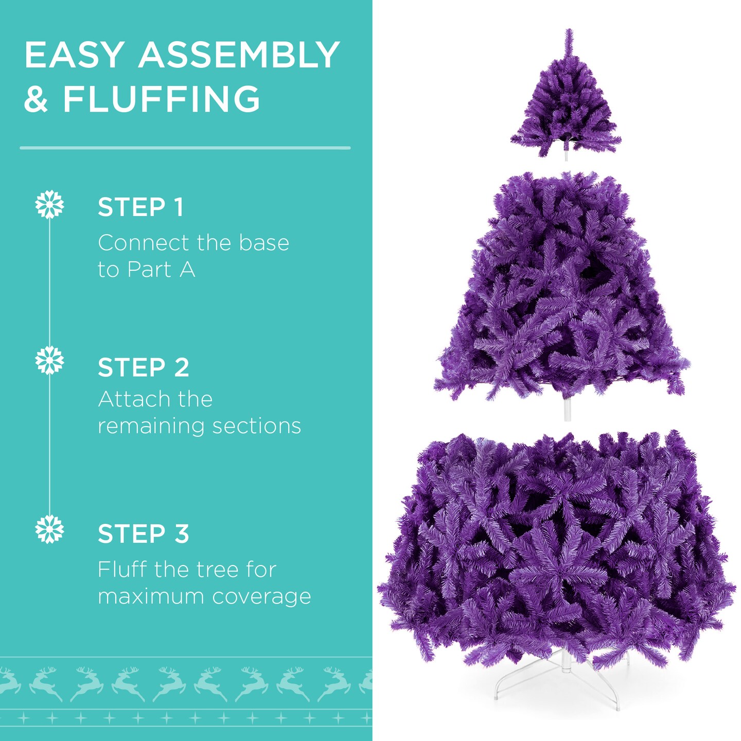 Best Choice Products Pre-Lit Purple Christmas Tree, Artificial Full Holiday Decoration w/ Incandescent Lights