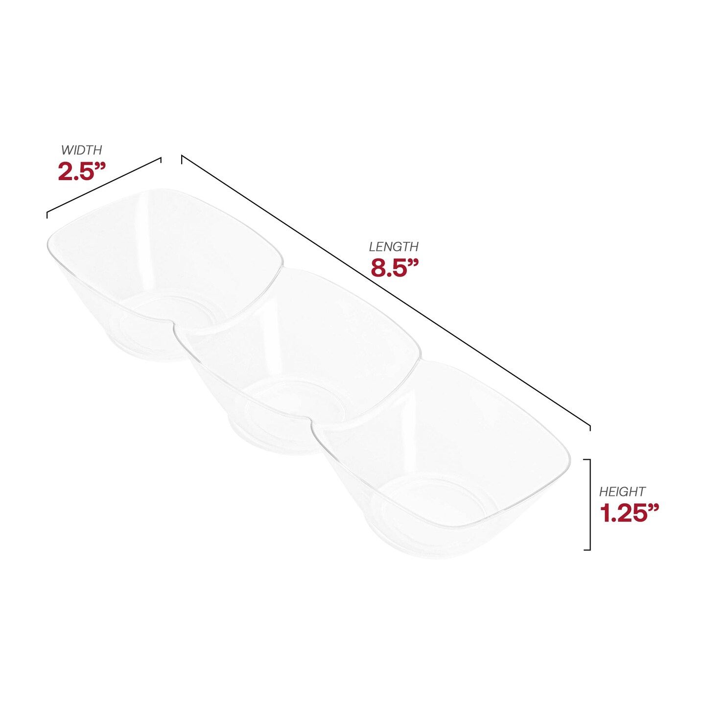 Clear Rectangular 3-Hole Mini Plastic Bowls (240 Bowls)
