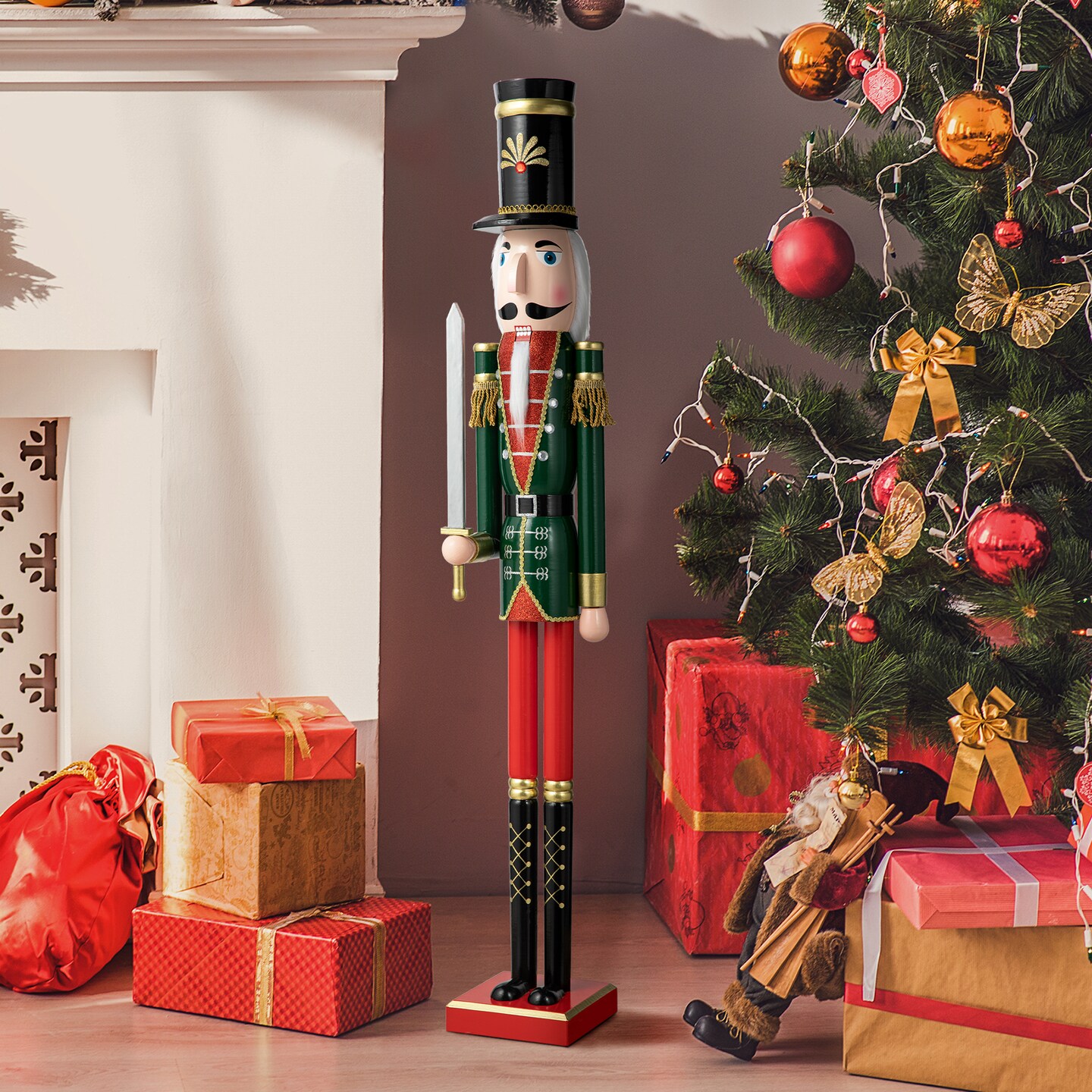 42&#x22;H Wooden Christmas King/Soldier Nutcracker