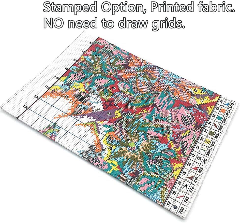 Cross Stitch Kits Stamped Full Range of Embroidery Set,DIY Sewing Pattern Needlework Kits for Beginners 11CT 3 Strands-Christmas Snowman Wreath 43&#xD7;42cm