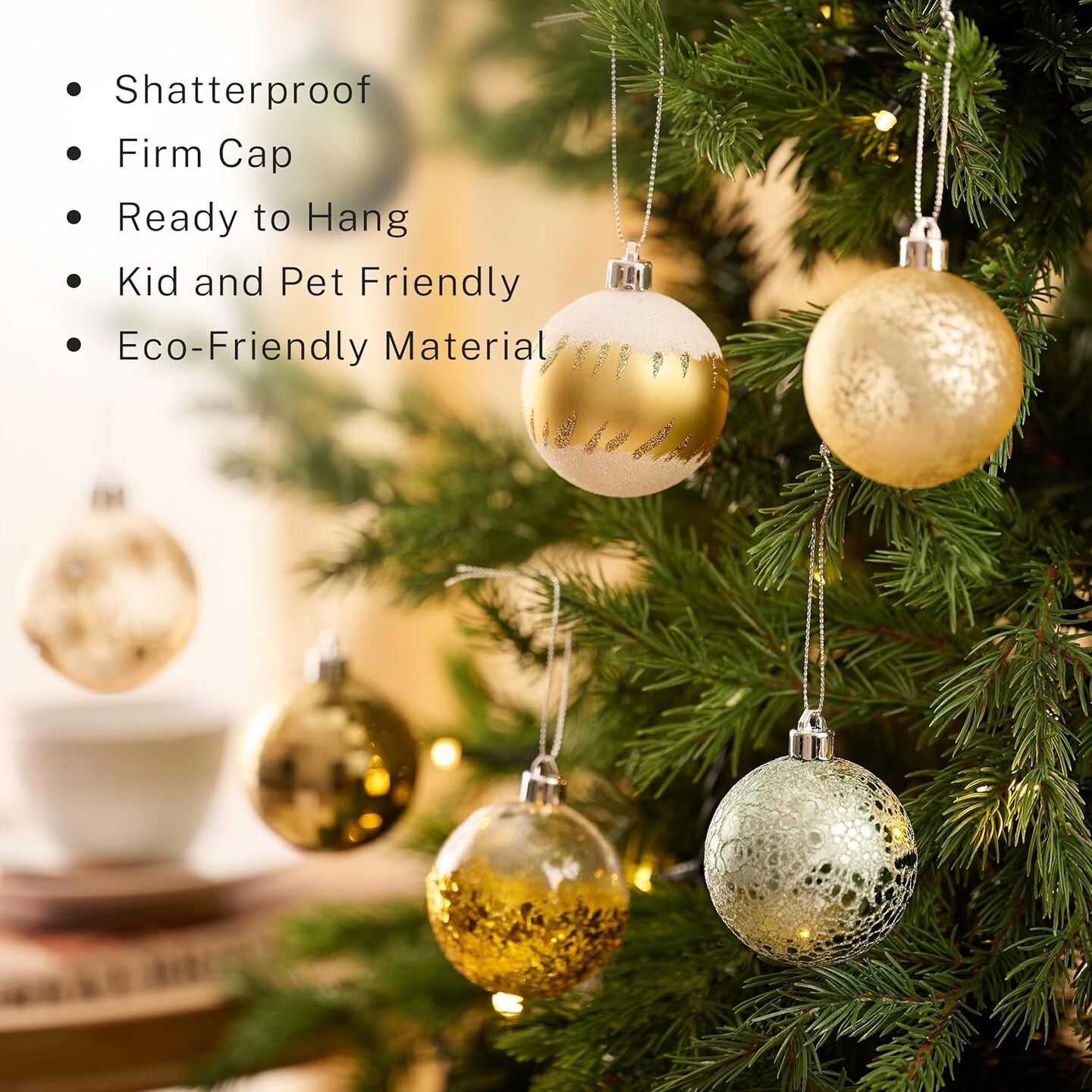Christmas Tree Ornaments, 20ct 60mm Green Gold Christmas Ball Ornaments for Xmas Tree Decorations, Shatterproof Christmas Ornaments Set for Home Party D&#xE9;cor