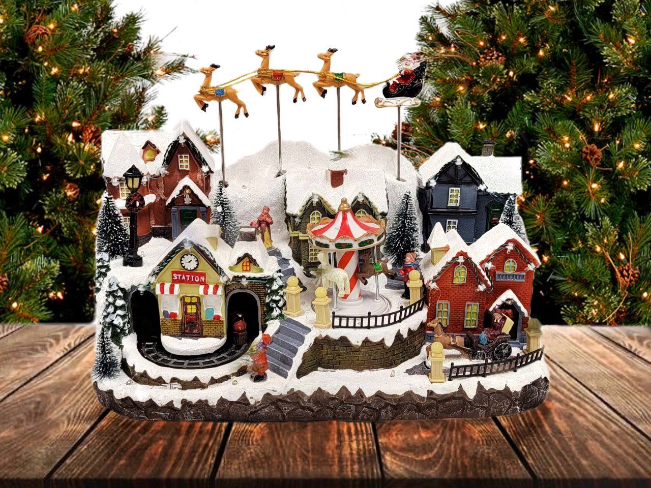 Snow-covered Village Christmas Decoration. Christmas Village