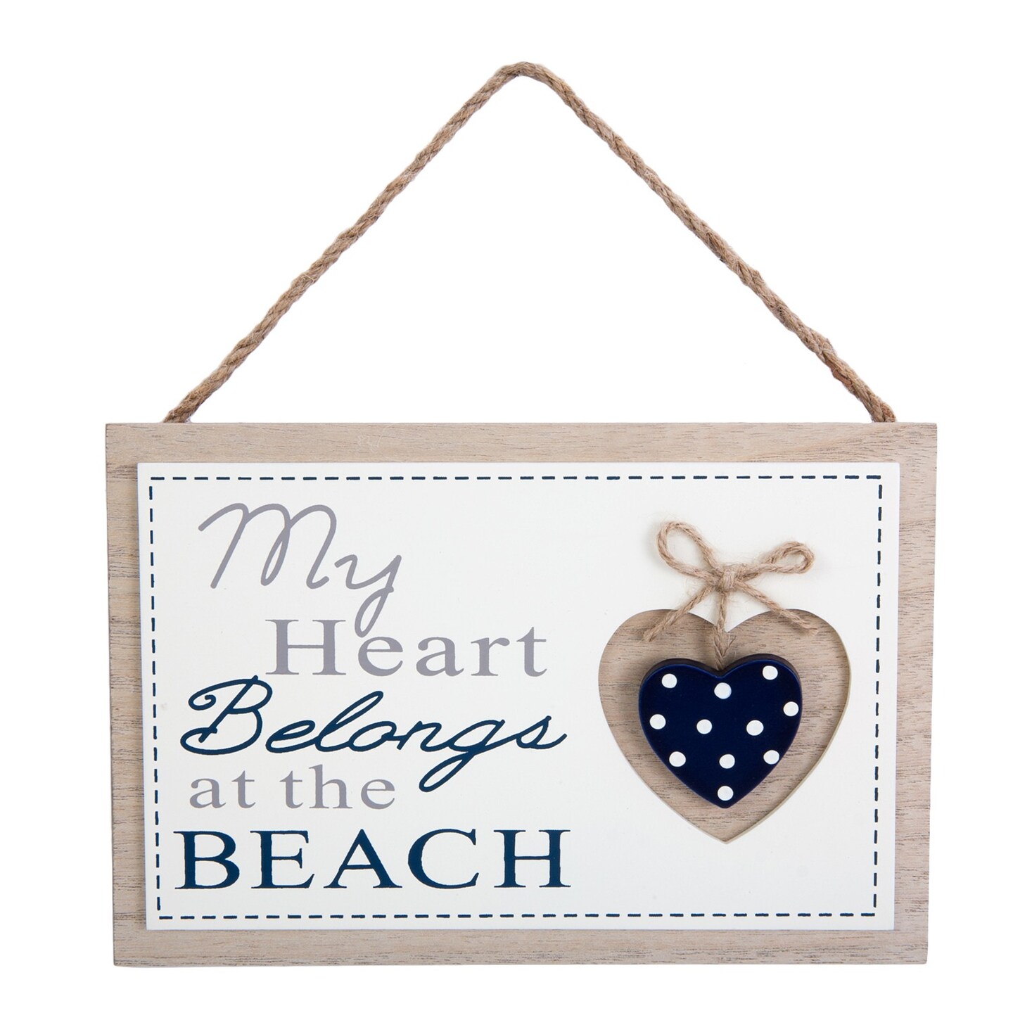 Heart Belongs To Beach Sign 7.875 x 5.25 x 0.25 Inches.