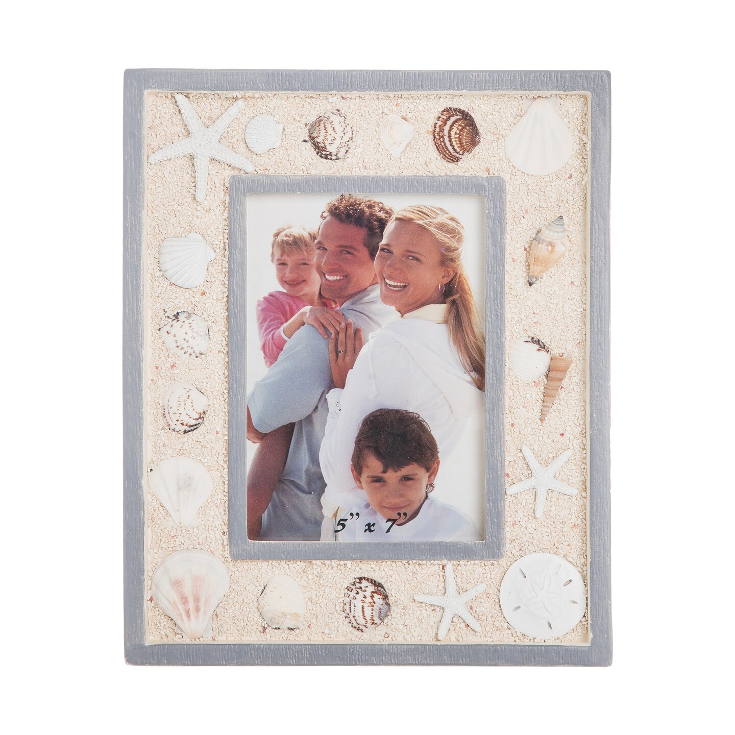 Large Shell And Sand Frame Photo Frame Picture Holder For Wall Shelf Or Tabletop Decor Decoration 11.02&#x22; x 8.86&#x22; x 0.79&#x22;