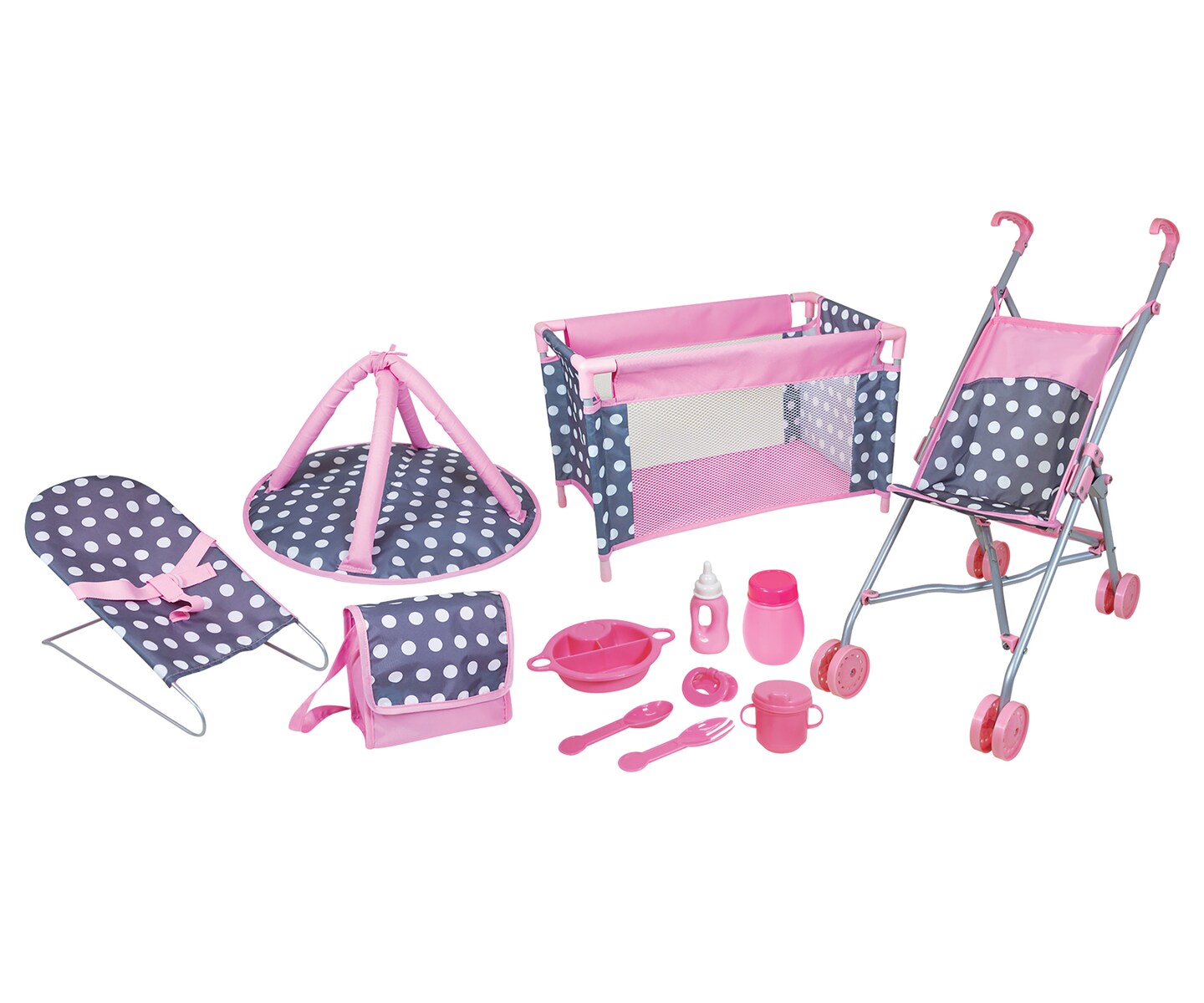 Lissi 5 Piece Baby Doll Deluxe Nursery Play Set w/ 8 Accessories