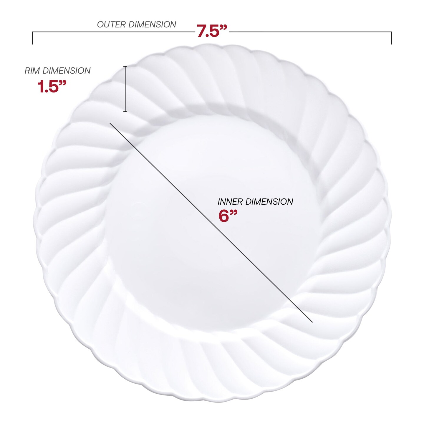White Flair Plastic Appetizer/Salad Plates - 7.5" (180 Plates)