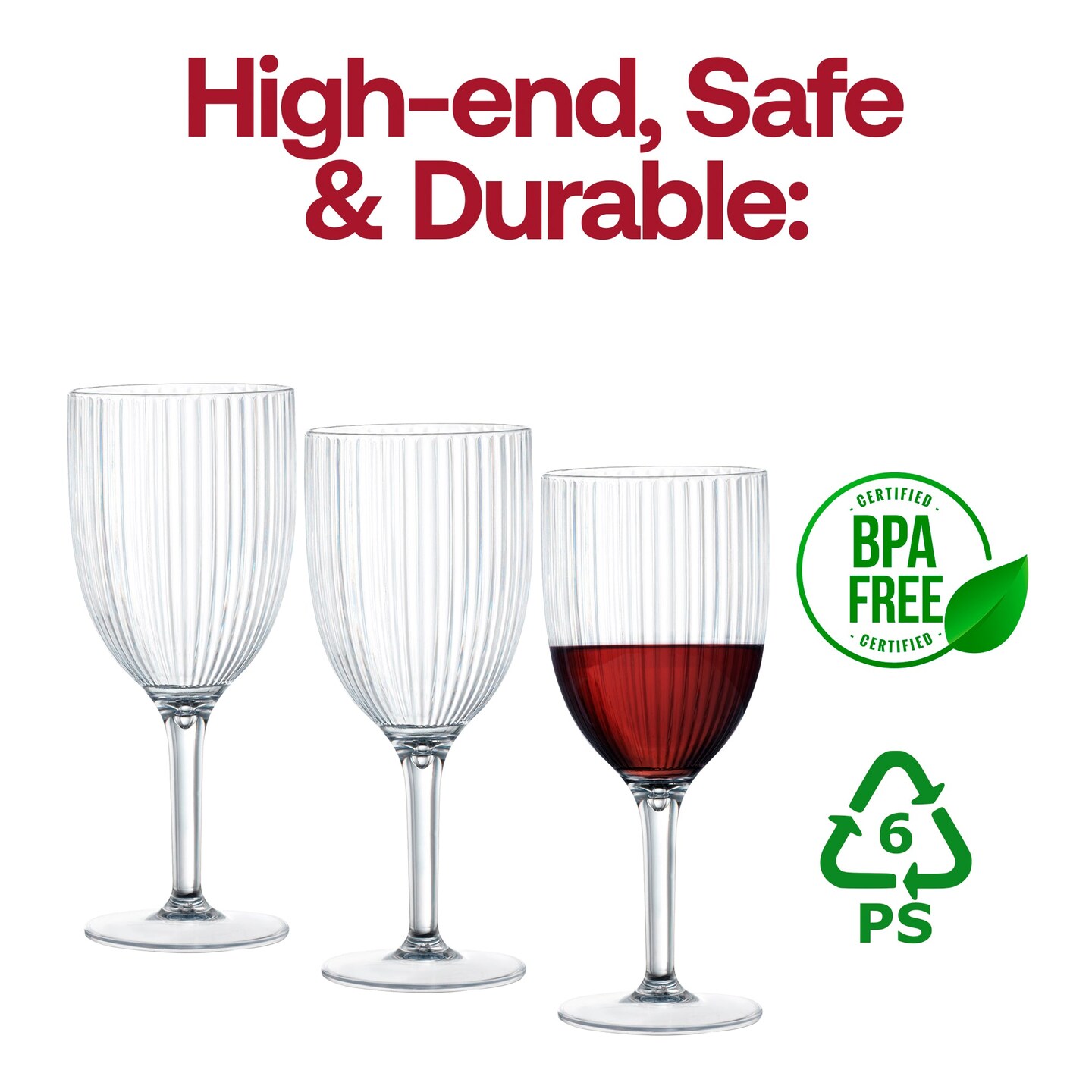 Clear Stripe Round Disposable Plastic Wine Flutes - 12 oz. (48 Wine Flutes)