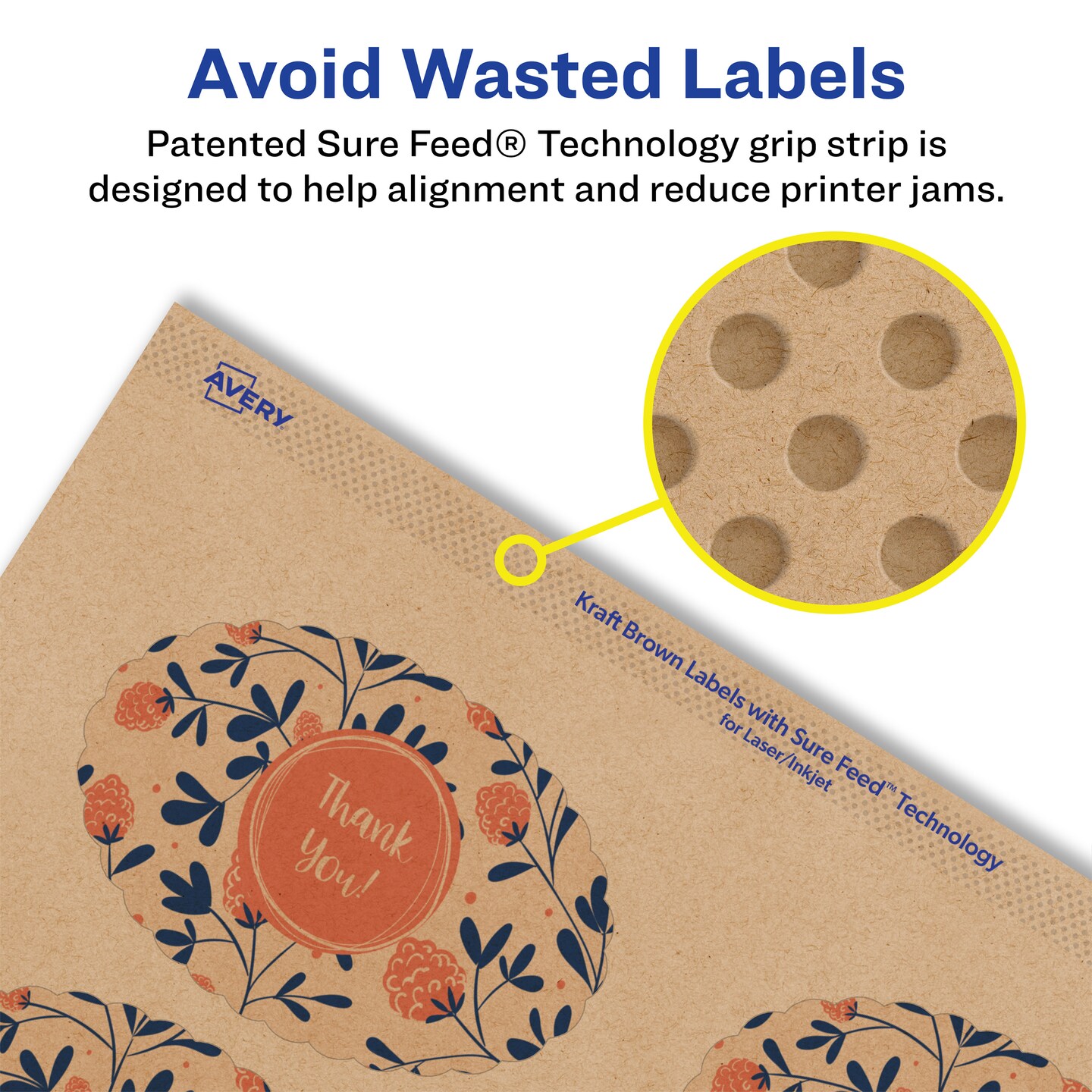 Avery Kraft Brown Oval Scalloped Labels with Sure Feed, 2&#x22; x 3&#x22;