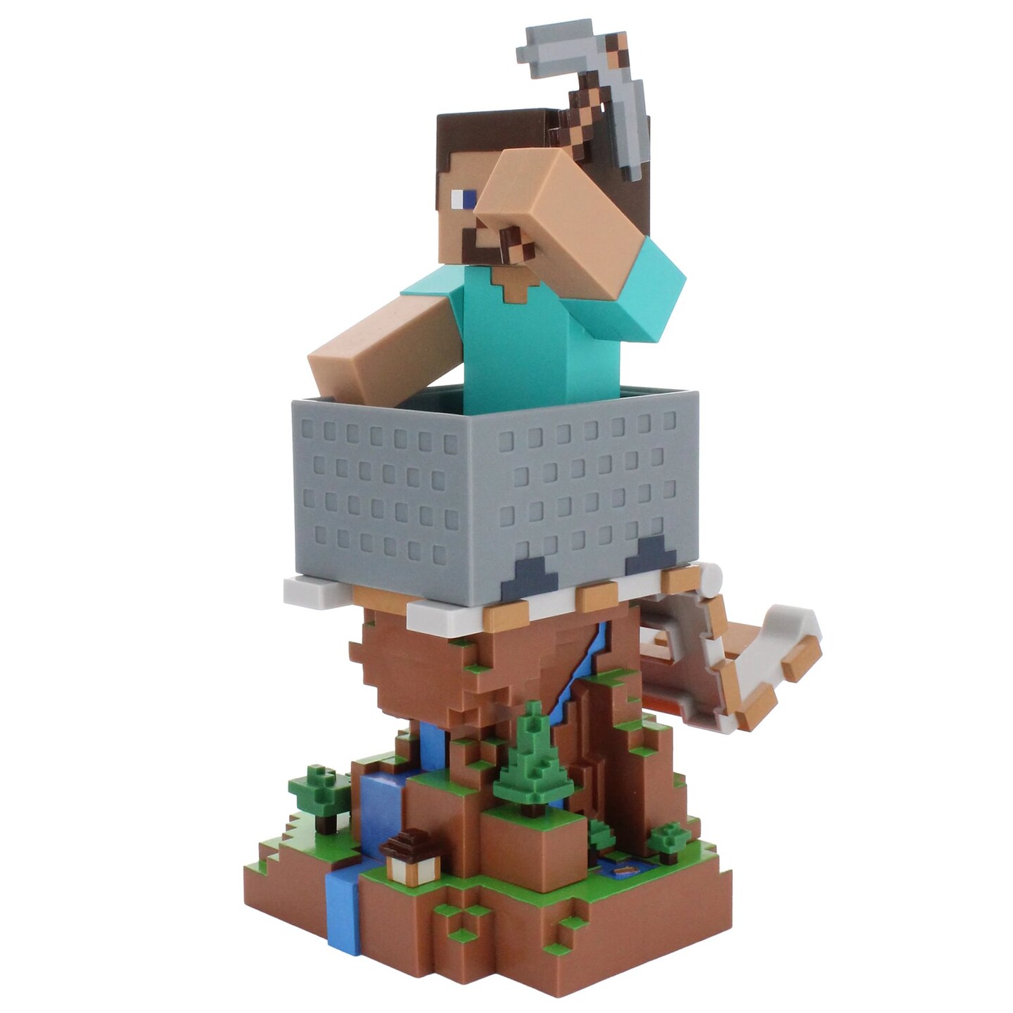 Exquisite Gaming: Minecraft: Steve - Cable Guys Original Controller &#x26; Phone Holder, Collectible Device &#x26; Gaming Stand, Officially Licensed Figure