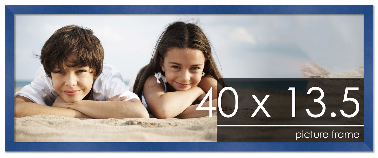 40x13.5 Classic Modern Blue Picture Frame - UV Acrylic, Foam Board Backing, Hanging Hardware