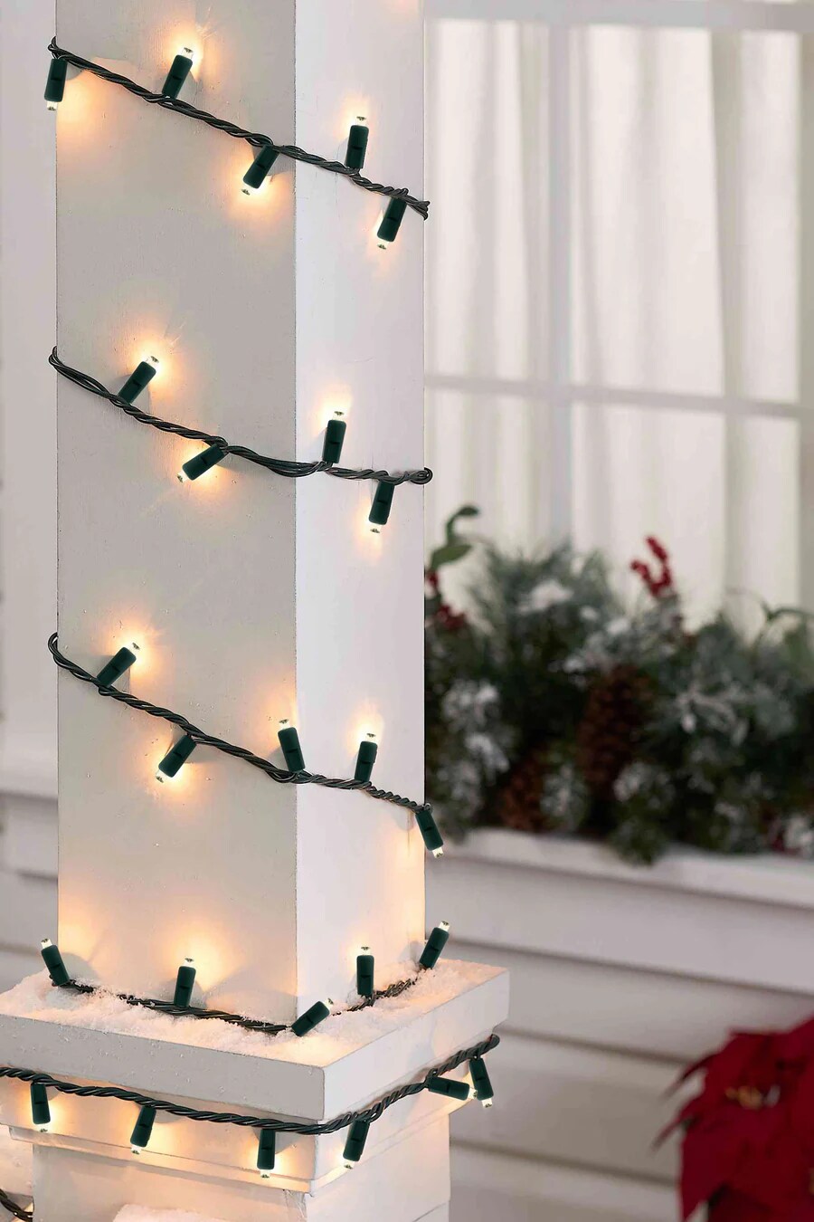 23-Foot Warm White Mini LED Christmas Lights Green Cable