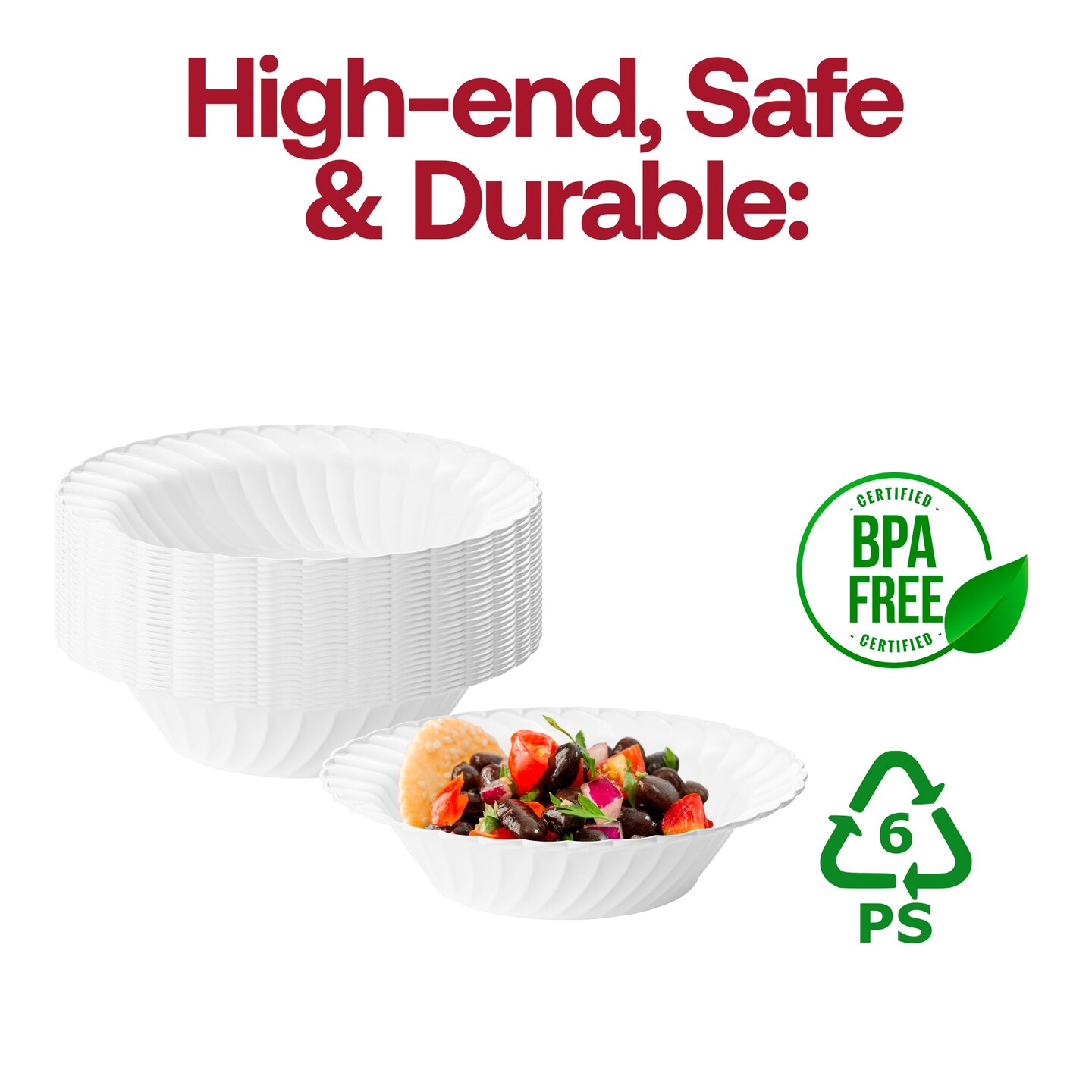 White Flair Plastic Soup Bowls - 12 oz. (180 Bowls)