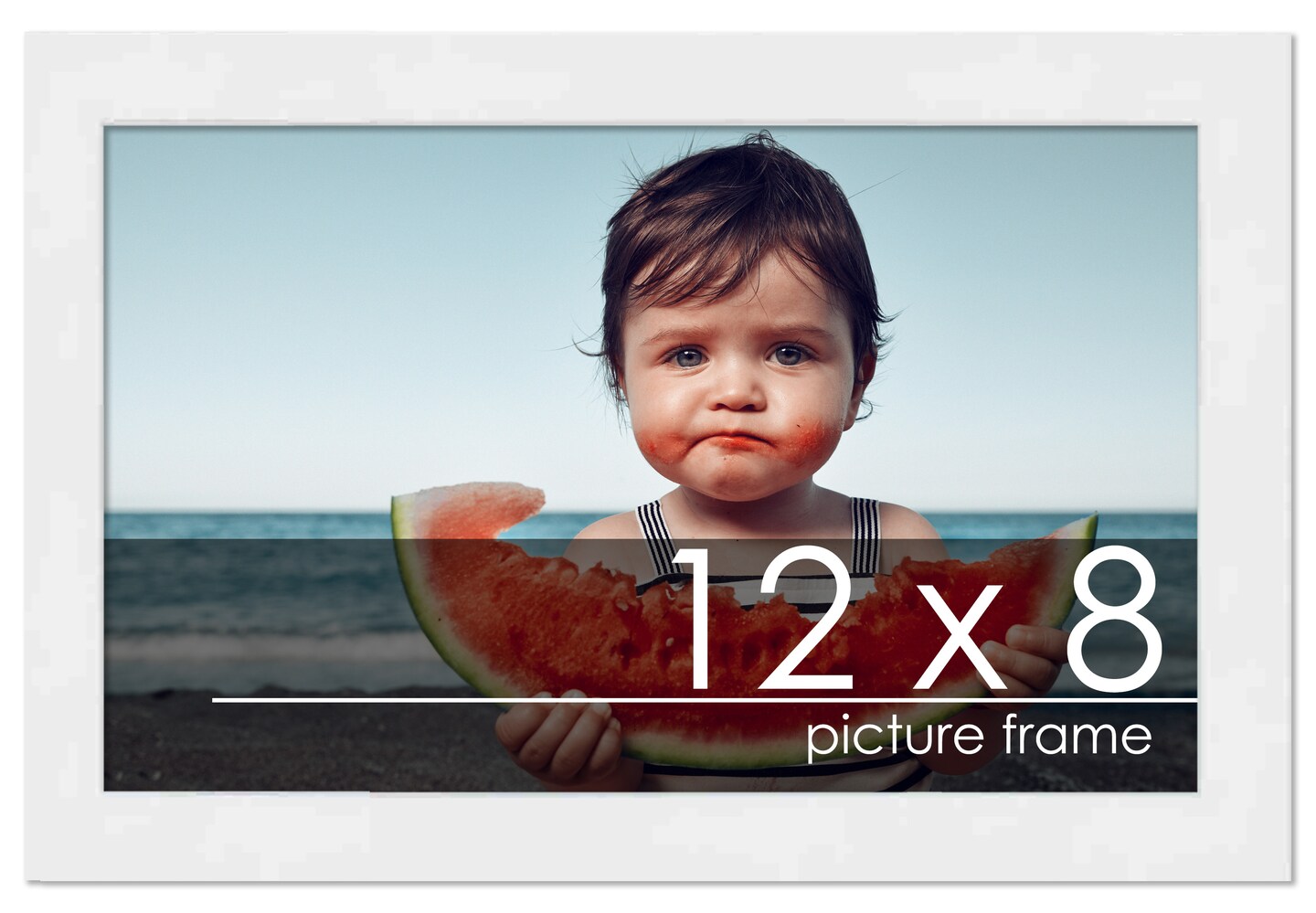 Photo Size Classic Modern White Frame - UV Acrylic, Foam Board Backing, Hanging Hardware