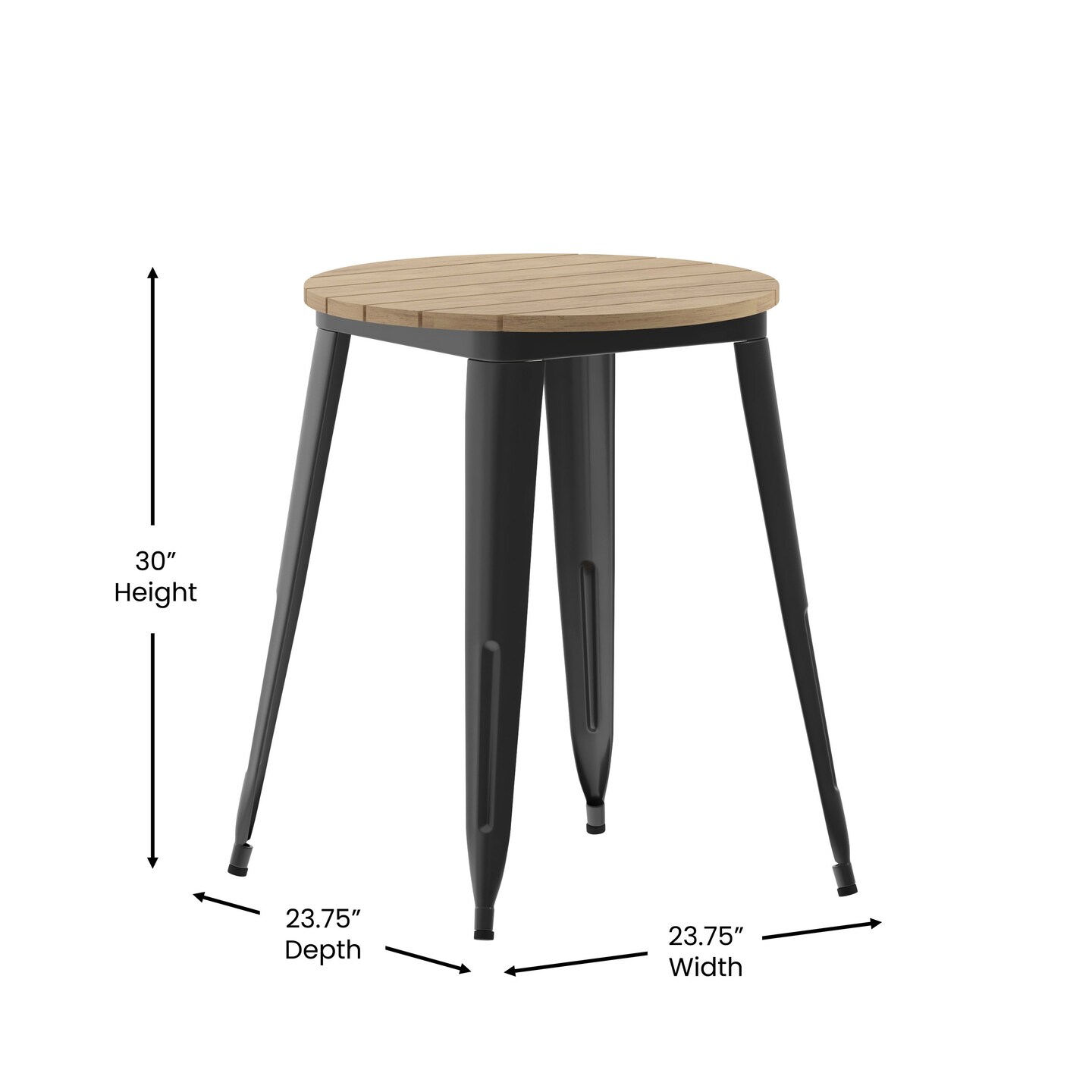 Merrick Lane Dryden Indoor/Outdoor Dining Table, 23.75" Round All Weather Poly Resin Top with Steel Base