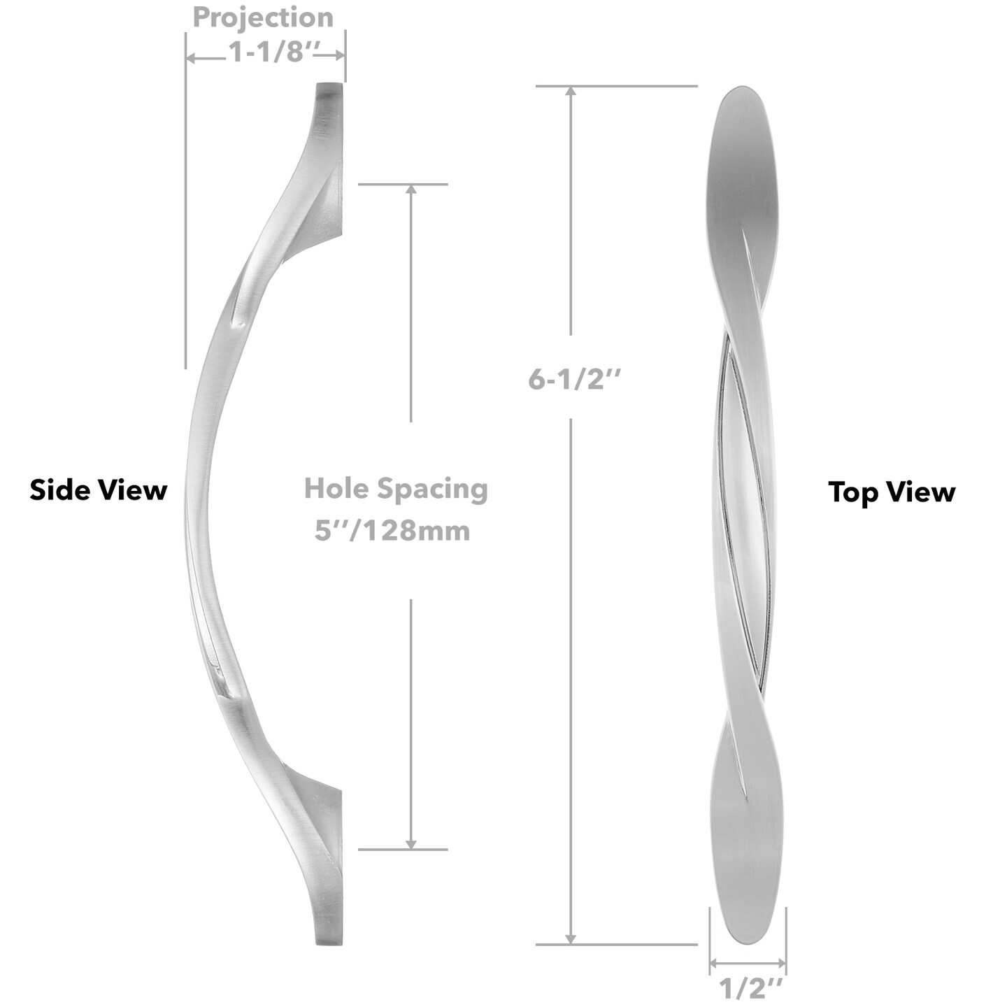 Cauldham Solid Braided Kitchen Cabinet Pulls Handles (5" Hole Centers) - Drawer/Door Hardware - Style M260 - Satin Nickel