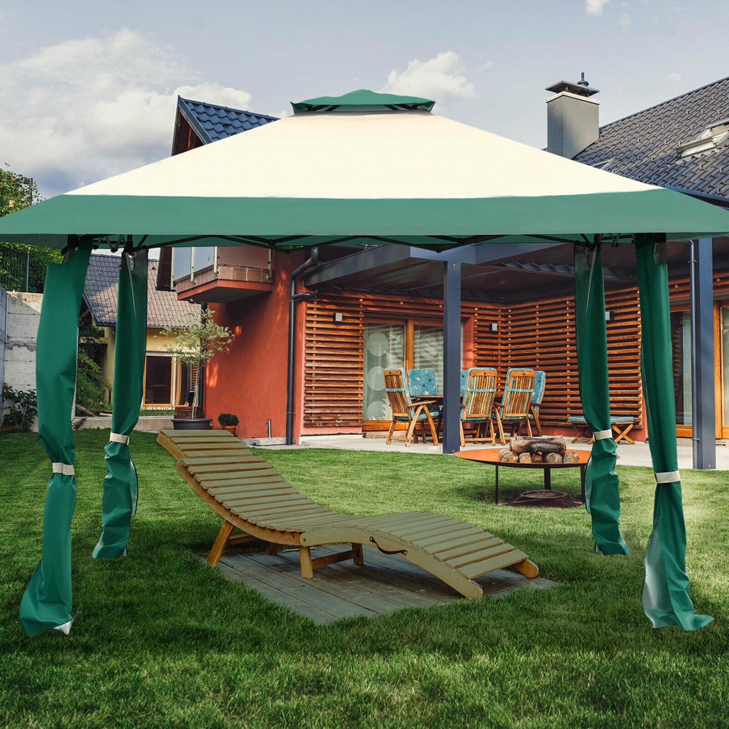 13x13 Pop Up Canopy Tent with Adjustable Height and Wheeled Bag