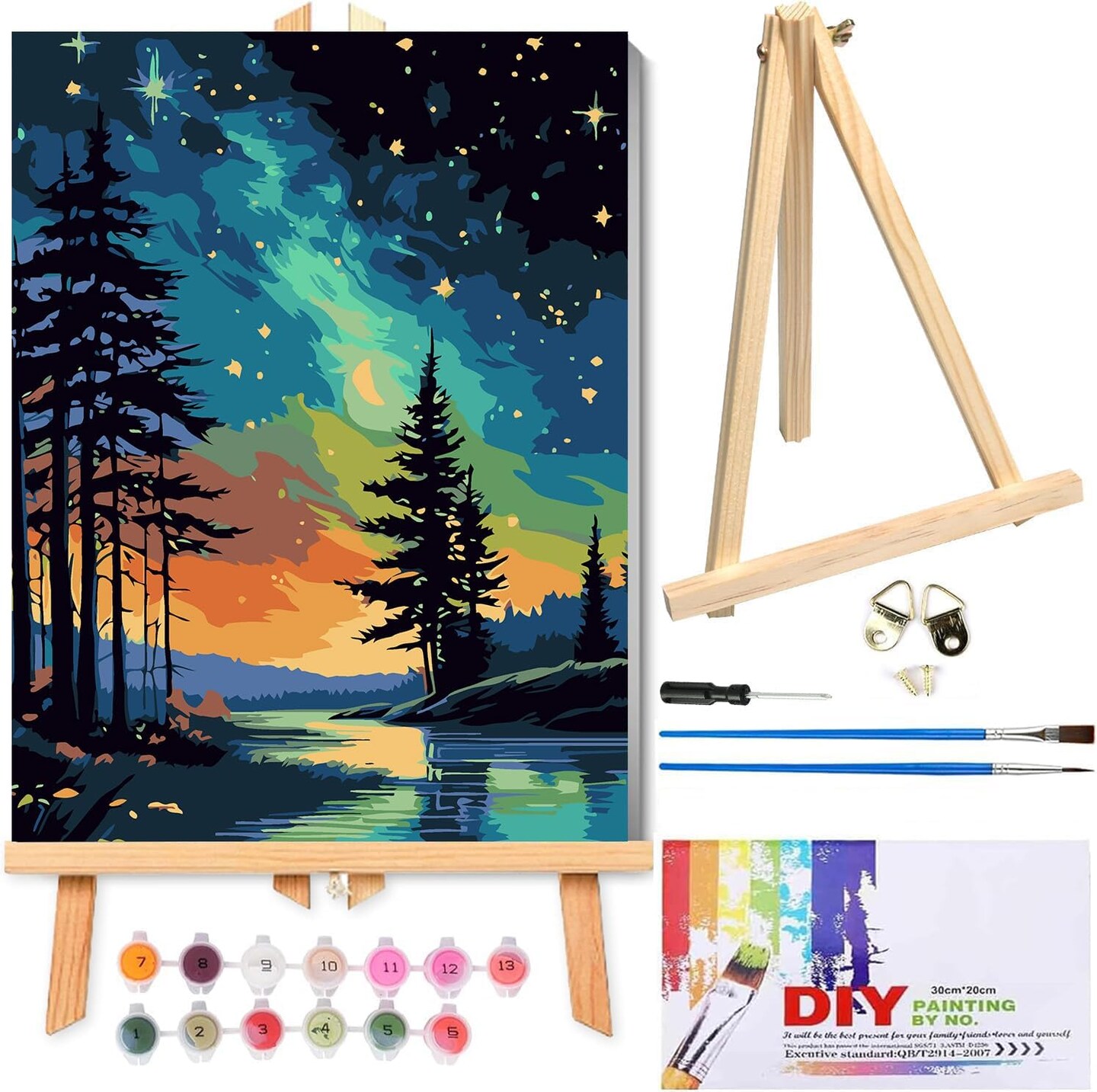 Paint by Numbers Kit for Adults Beginner & Kids Ages 8-12 with Wooden Frame Easy Acrylic on Canvas 9.45x11.8 inch with Paints and Brushes