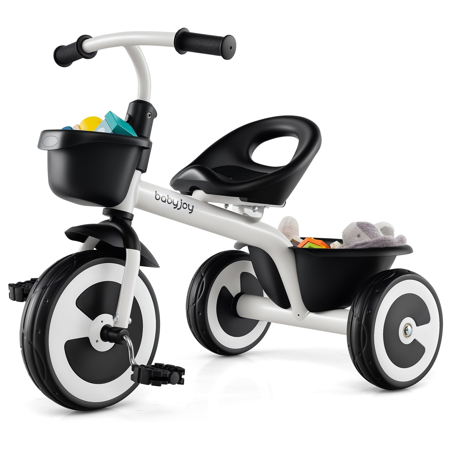 Kids Tricycle with Adjustable Seat and Storage Baskets Perfect for Indoor or Outdoor Use