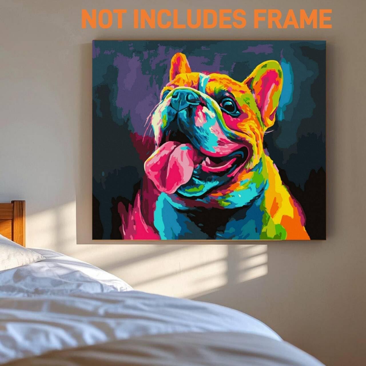 Bulldog Paint by Numbers Kit for Kids & Adults – DIY Canvas Number Painting Kit, Animal Theme, Colorful Bulldog, 16x20 Inch (Unframed)