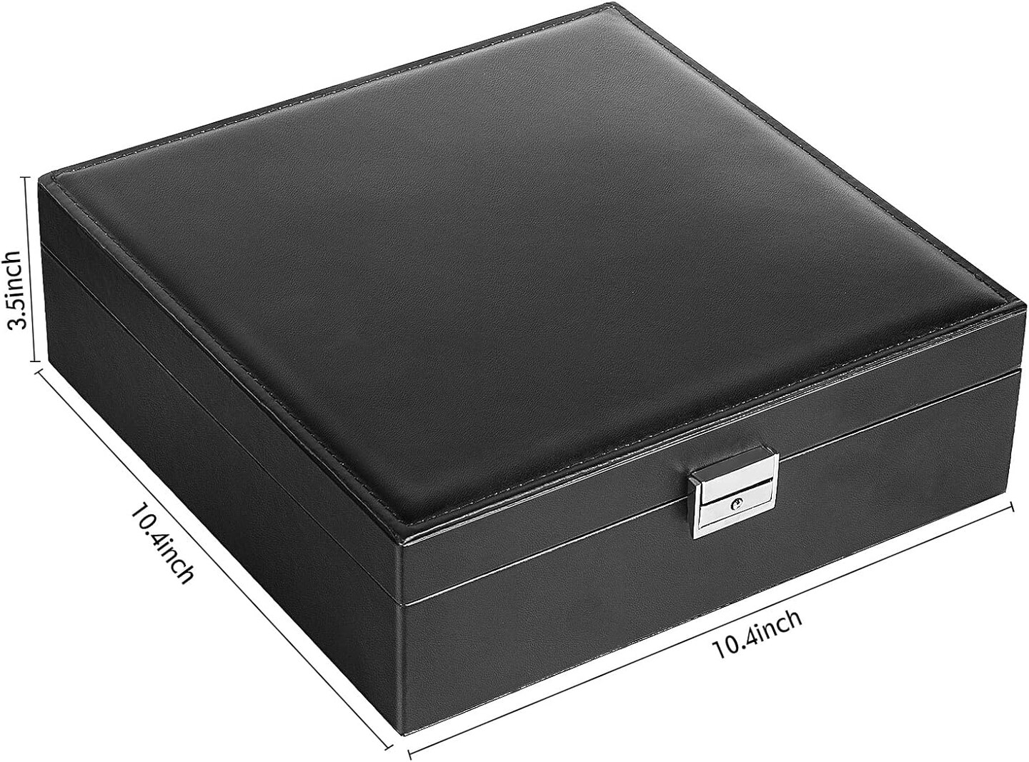 Jewelry Box, Jewelry Boxes for Women &#x26; Men with PU Leather, 2 Layer Large Jewelry Organizer Storage Case with Lock, for Necklace Bracelets Earrings Rings, Jewelry Organizer Box Ideal Gift, Black