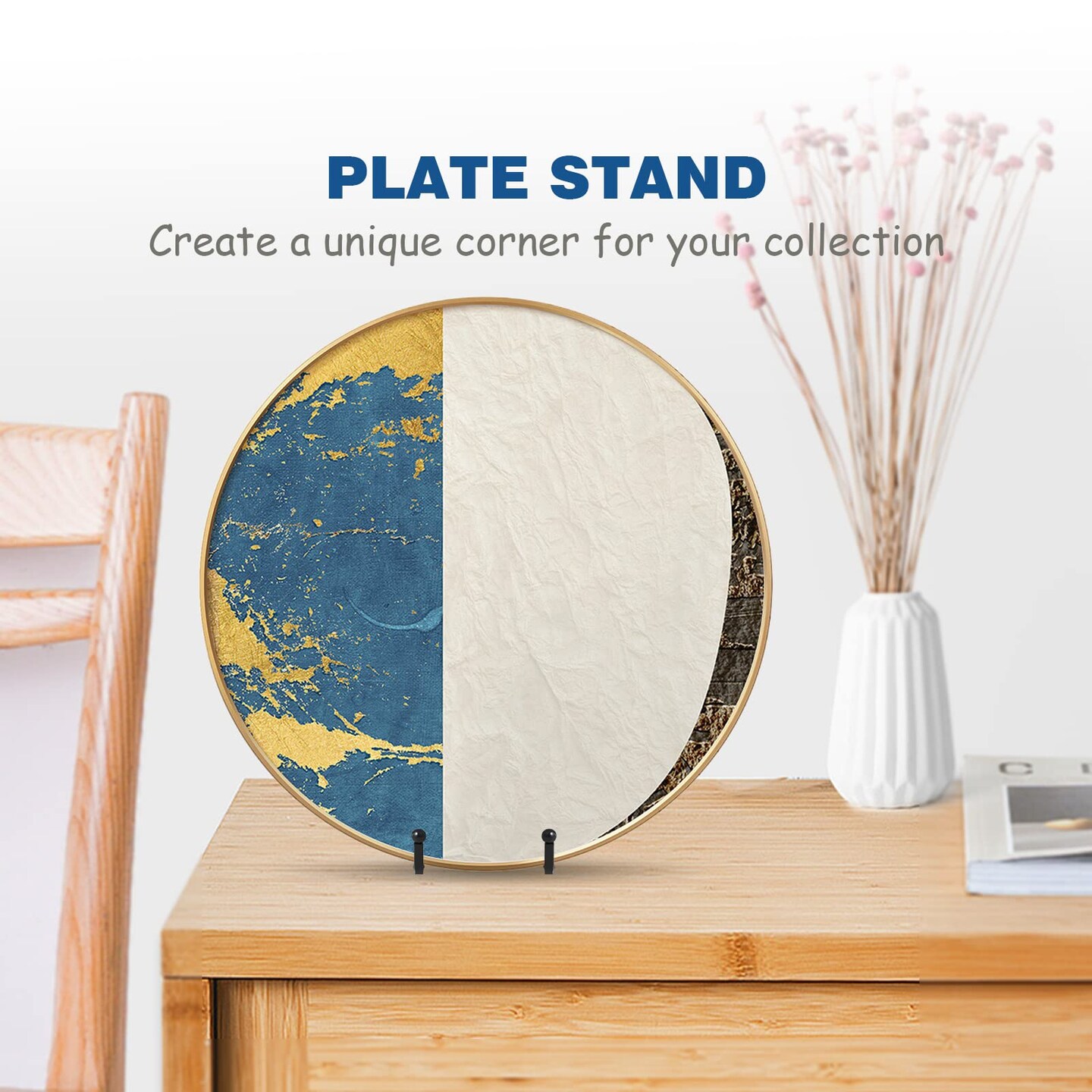 Plate Holder Easel Display Stand - 8 inch Metal Plate Stands for Display - Tabletop Picture Stand - Black Iron Easels for Display Pictures | Photo Frames | Book | Decorative Plates | Plaque -2 Pack