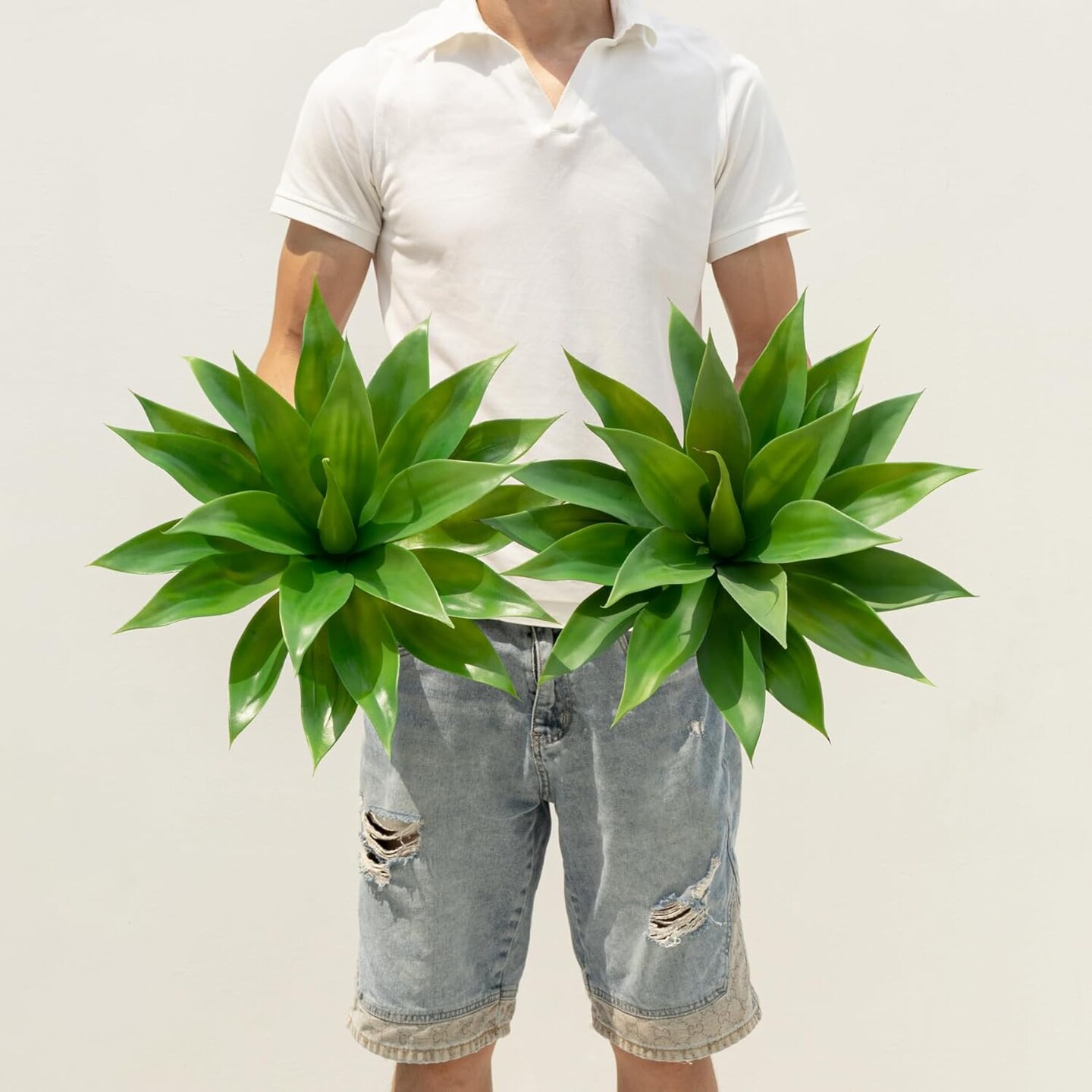 Artificial Agave Plants,Large UV Resistant Fake Agave Planters for Indoor and Outdoor Decorating Artificial Plants for Outdoors Fake Plants (2Pack, 18&#x22;