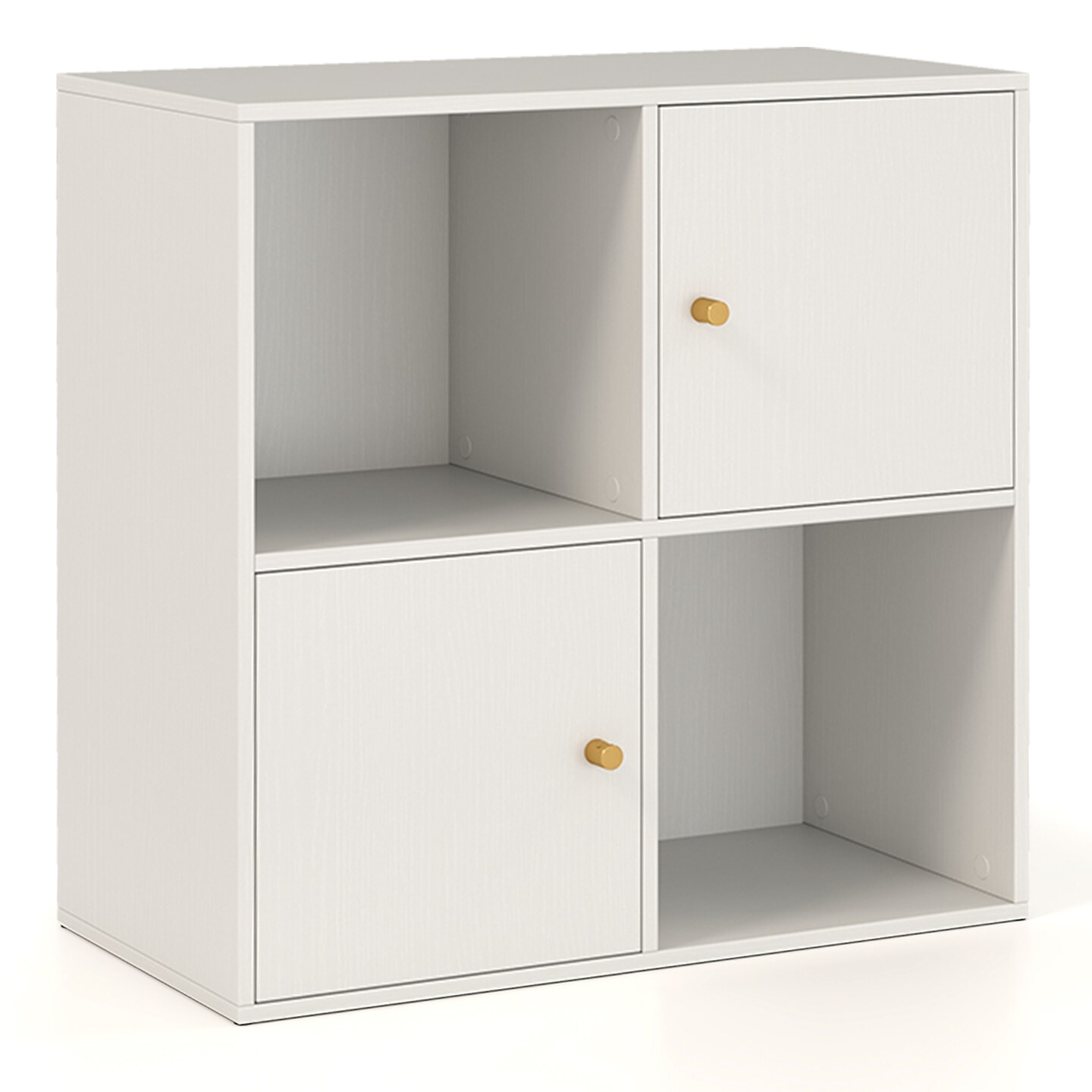 MDF 3-Tier Bookshelf with Cabinets, Open Cubes and Anti-Tip Kit