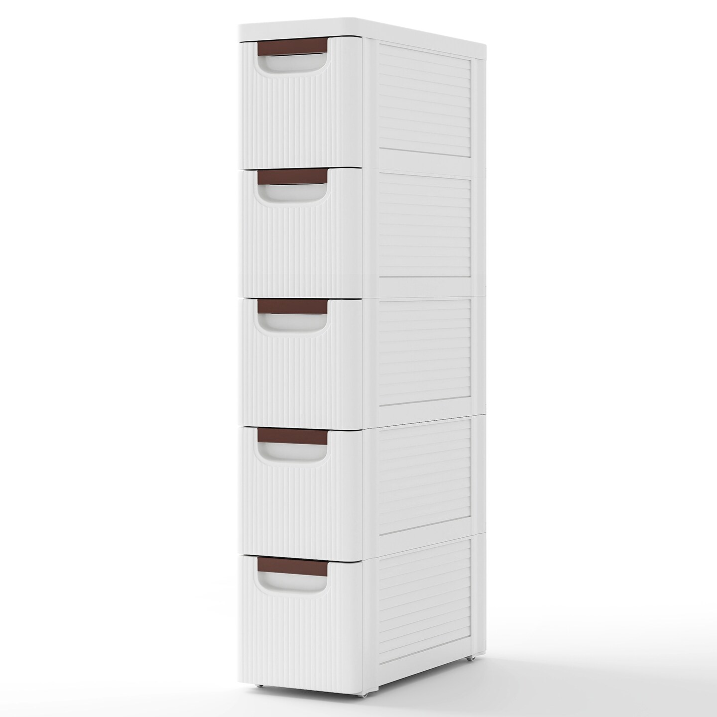 White 5-Drawer Slim Rolling Storage Cabinet with Wheels for Narrow Spaces