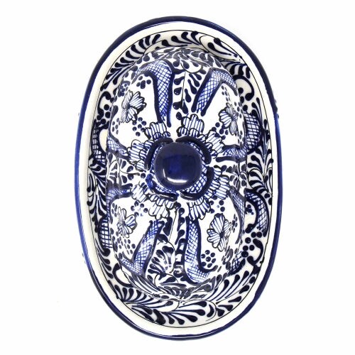 Blue Floral Butter Dish Ceramic Handmade Kitchen Table Stoneware Lid