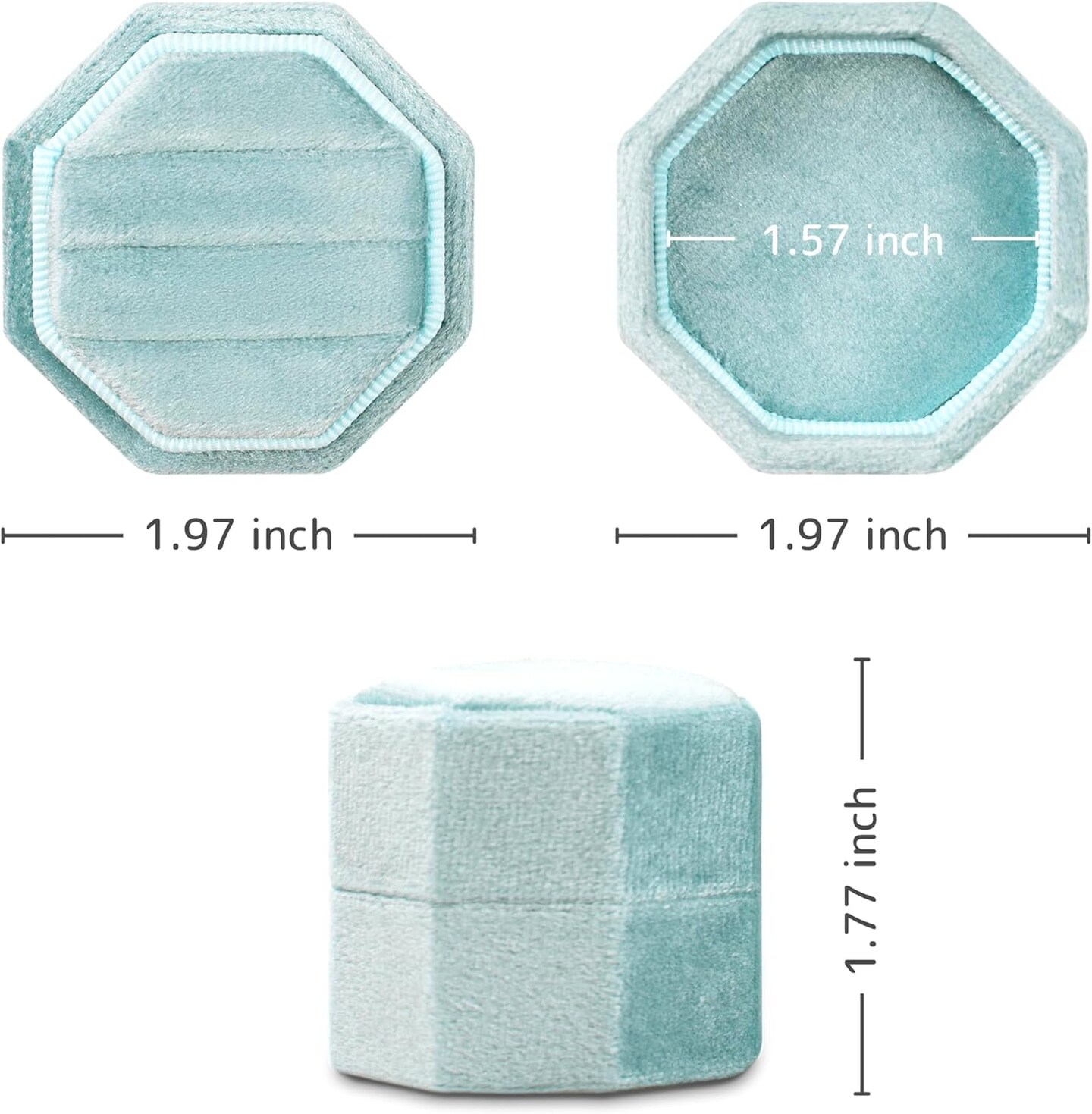 Proposal Ring Storage Box 3 Slots Vintage Velvet Ring Organizer with Detachable Lid Valentine&#x27;s Day Ring Box (Baby Blue)