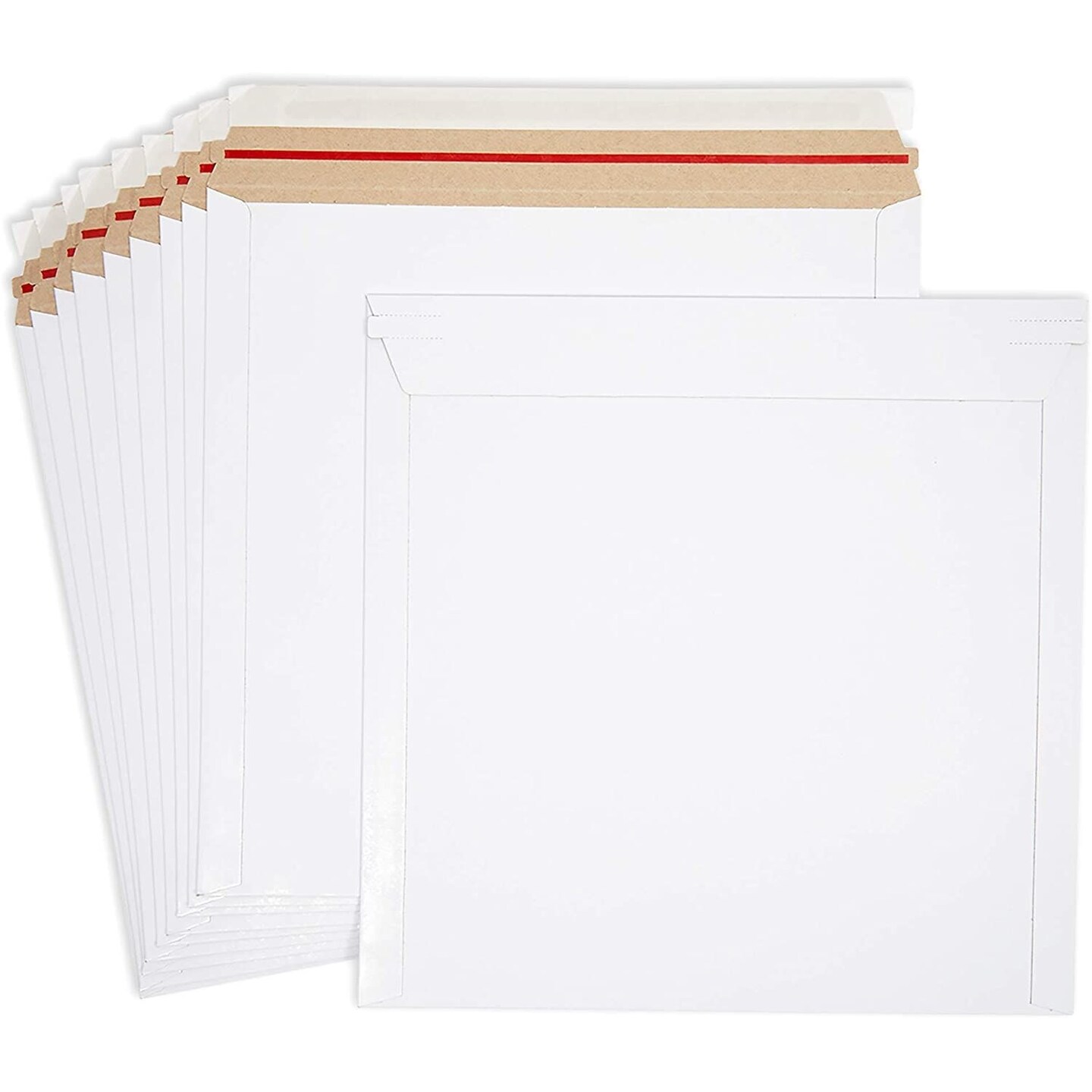 White Rigid Mailing Envelopes, Stay Flat Mailers (12.5 x 12.5 Inches, 100 Pack)