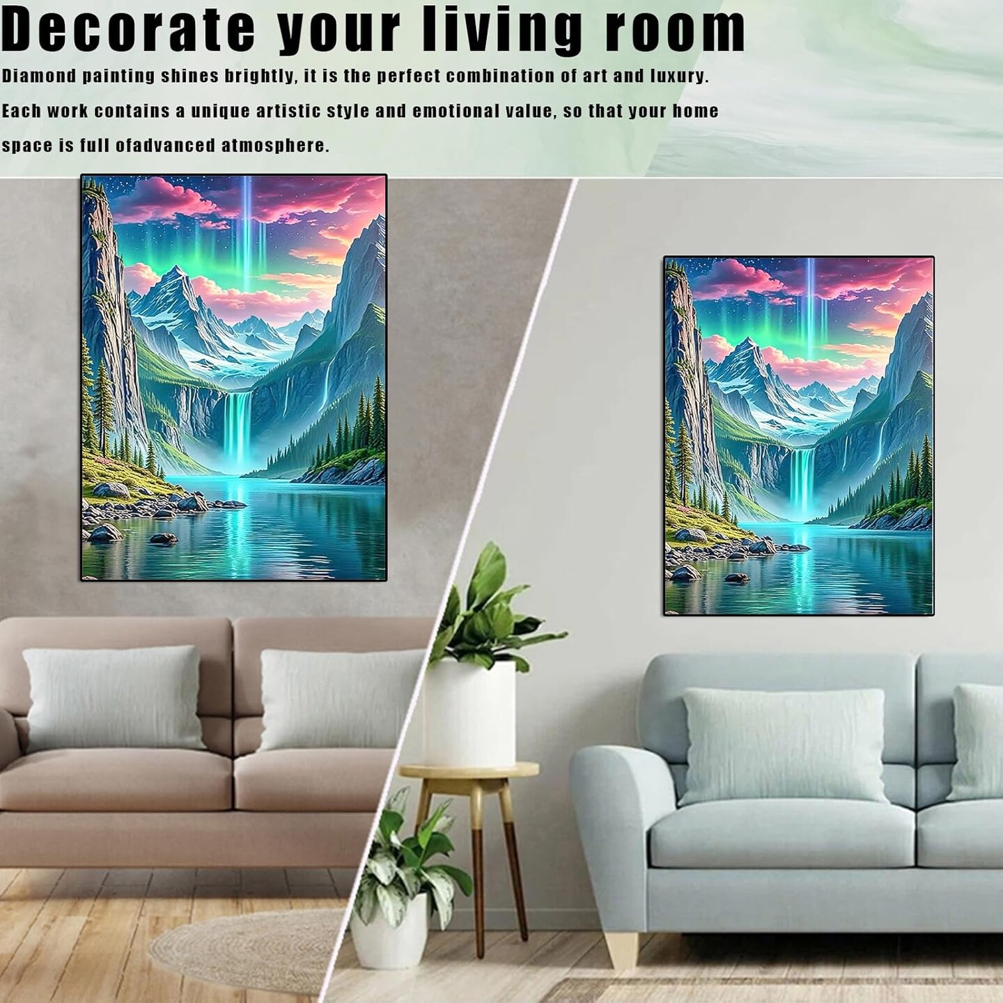 Waterfall Diamond Painting Kits for Adults- Waterfall Diamond Art Kits for Adults, Landscape 5D Diamond Painting