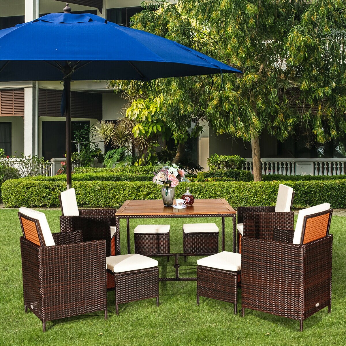 best rated cantilever patio umbrellas 11 ft. x 9 ft. Double Top Patio Cantilever Umbrella in Navy Blue Outdoor Offset Umbrella with 350 lbs. Wheeled Base