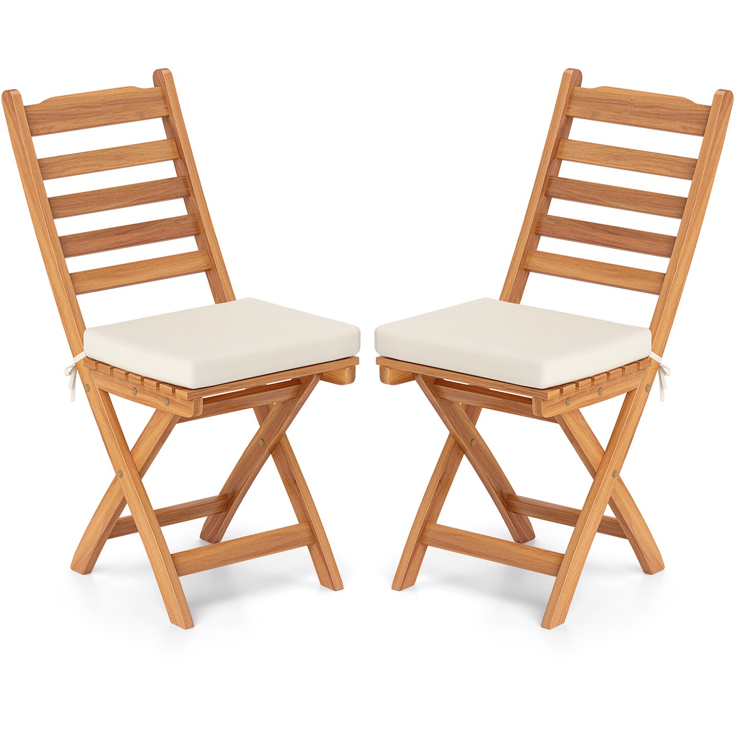 Set of 2 Folding Patio Chairs with Comfortable Cushions for Outdoor Spaces