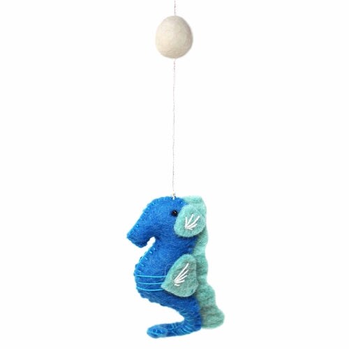 20 Inch Felt Mermaid Mobile Featuring Turtle Dolphin Octopus &#x26; Sea Horse Hanging Decor