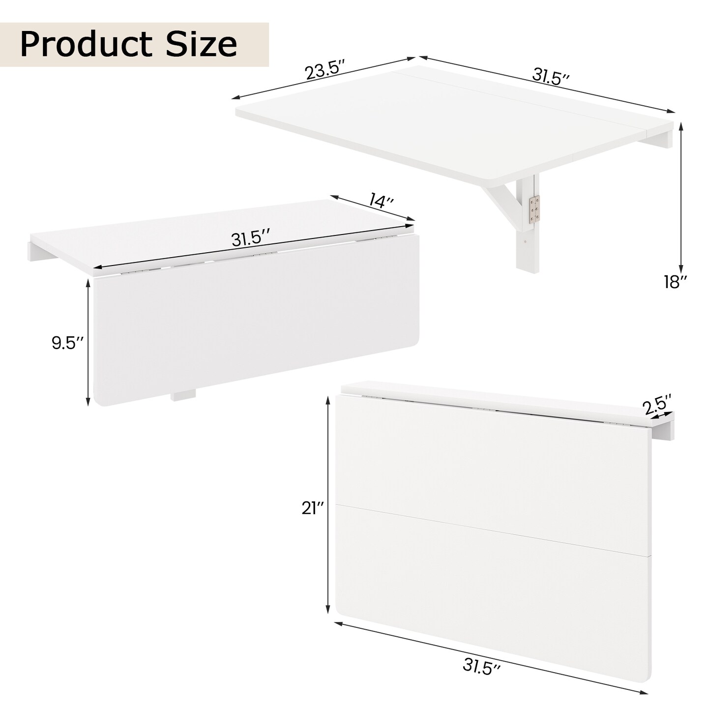 Space-Saving Wall Mounted Folding Table for Dining and Workspaces