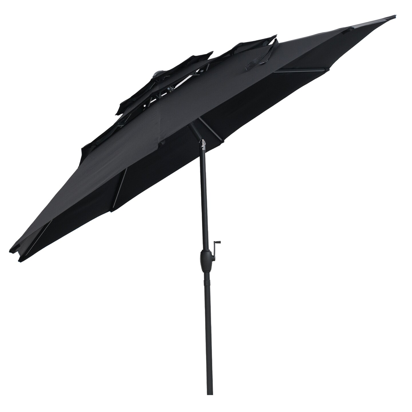 10 ft Garden Umbrella with 3-Tier Vented Design and Tilt Adjustment
