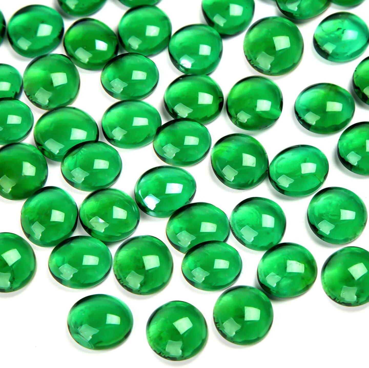 1LB Green Flat Glass Marbles, Premium Colored Gems Fish Bowl Marbles Decorative Mosaic Glass Pebbles Floral Smooth Stones for Vases Aquarium Home Decor