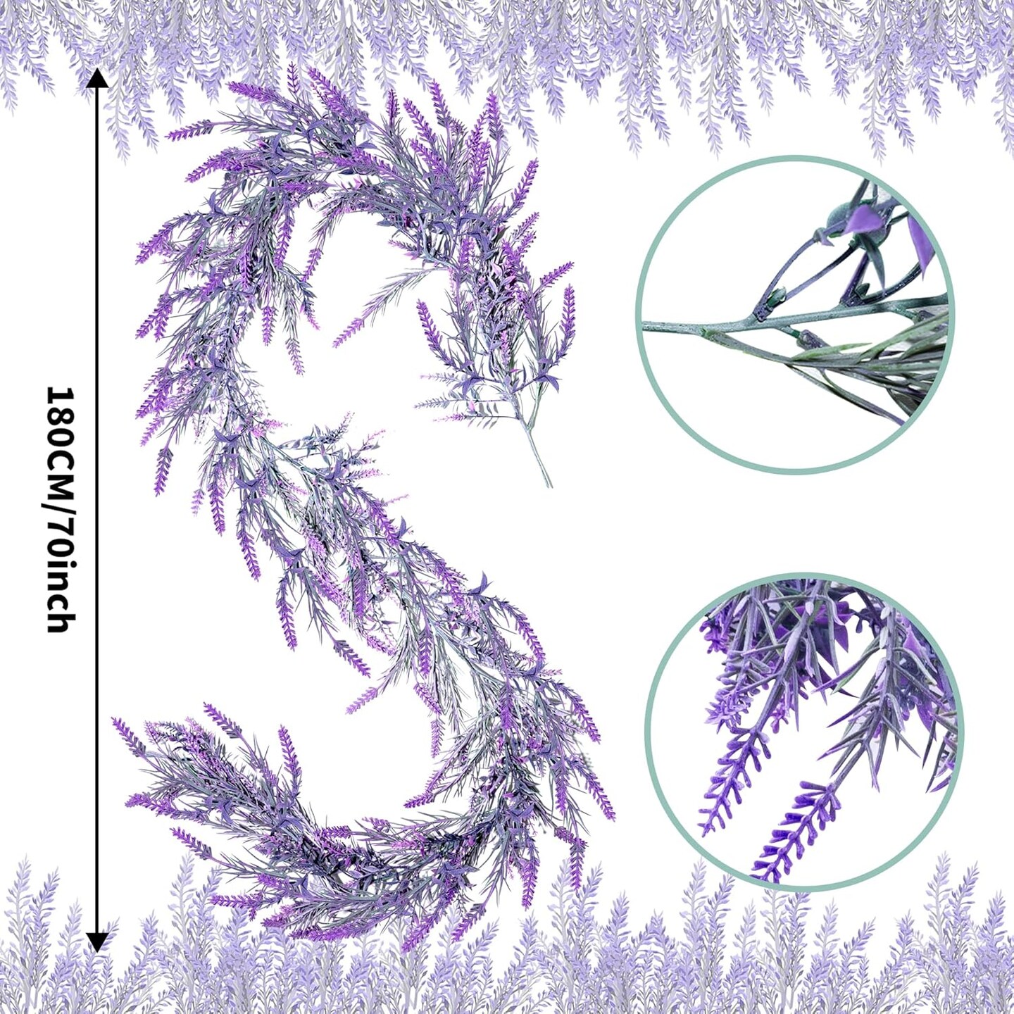 Spring Wisteria Lavender Garland, 6Ft Purple Artificial Garlands