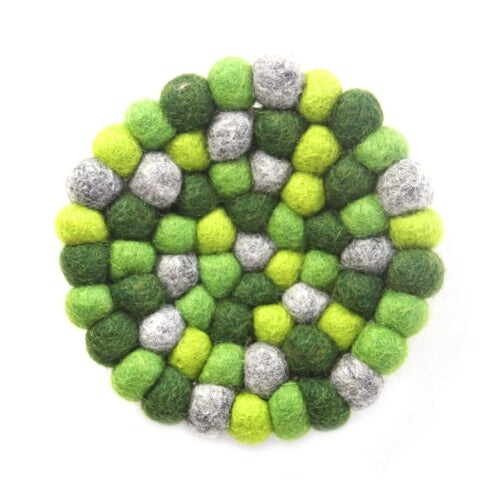 Hand Crafted Felt Ball Trivet Round Colorful Hot Pad for Kitchen Decor