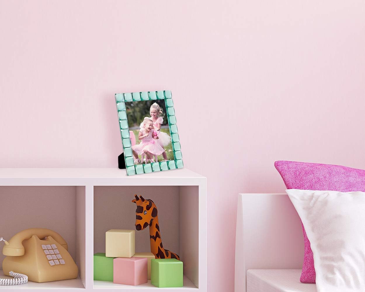 Decorative Sparkling Light Green Jewel 5x7 Picture Frame, Photo Display &#x26; Home D&#xE9;cor (Light Green)