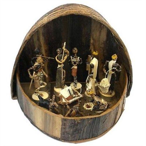 Multi-Color Banana Fiber Nativity Set 11 Pieces with Display Box
