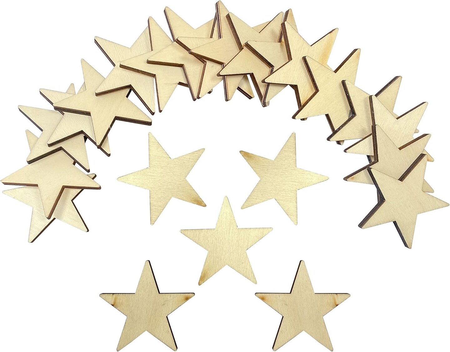 103 Pcs Wooden Star Cutouts – 2 Inch Unfinished Wood Stars, 3/16 Inch Thick for Flag Crafting & DIY Projects